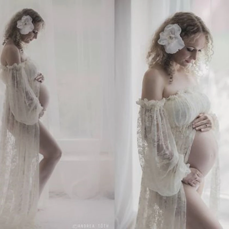 Платья для беременных фотосъемки Сексуальное Кружевное Платье макси с открытыми
