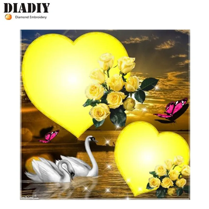 Бриллиантовая мозаичная бабочка значки 3d круглые полная Алмазная вышивка лебеди