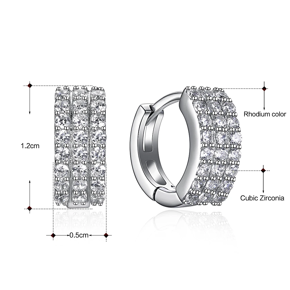 

Real 925 Sterling silver hoop earring large circle earrings for women statement elegant 12 mm diameter silver CZ jewelry
