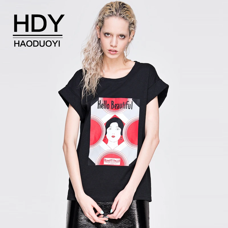 Футболка HDY Haoduoyi женская летняя повседневная с коротким рукавом и