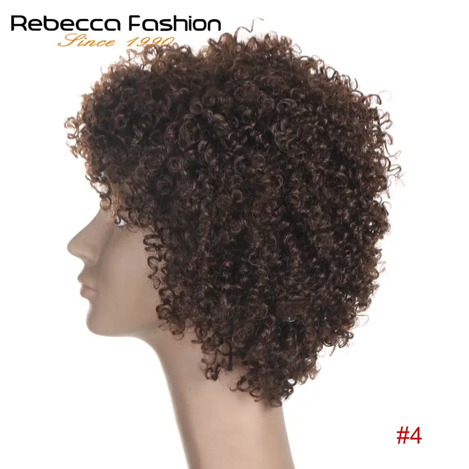 Короткий парик Rebecca кудрявый из 100% человеческих волос бразильские кудрявые