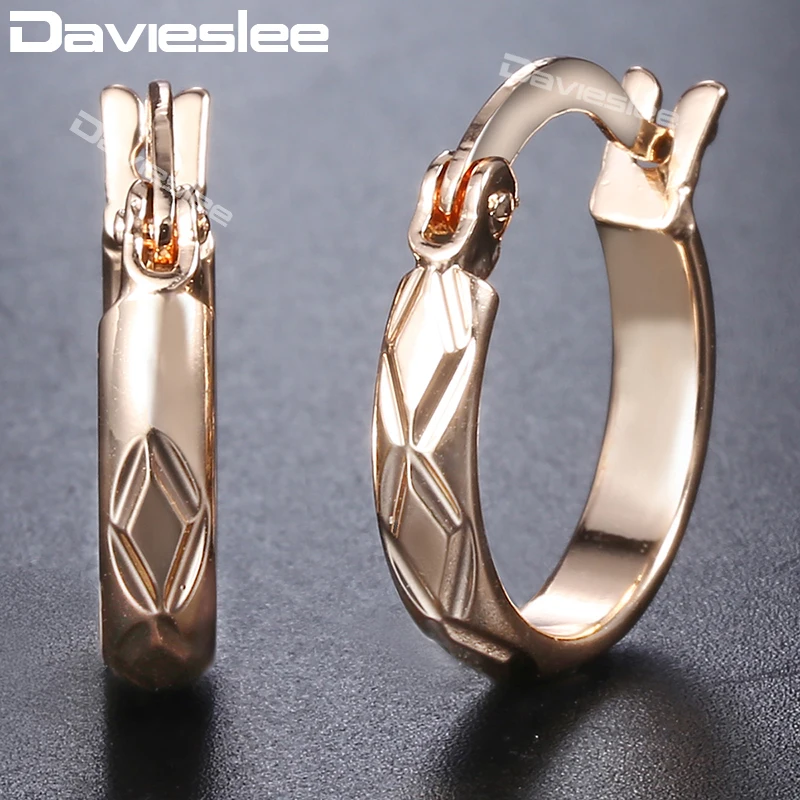 Davieslee серьги-кольца для женщин 585 розовое золото массивные женские серьги s