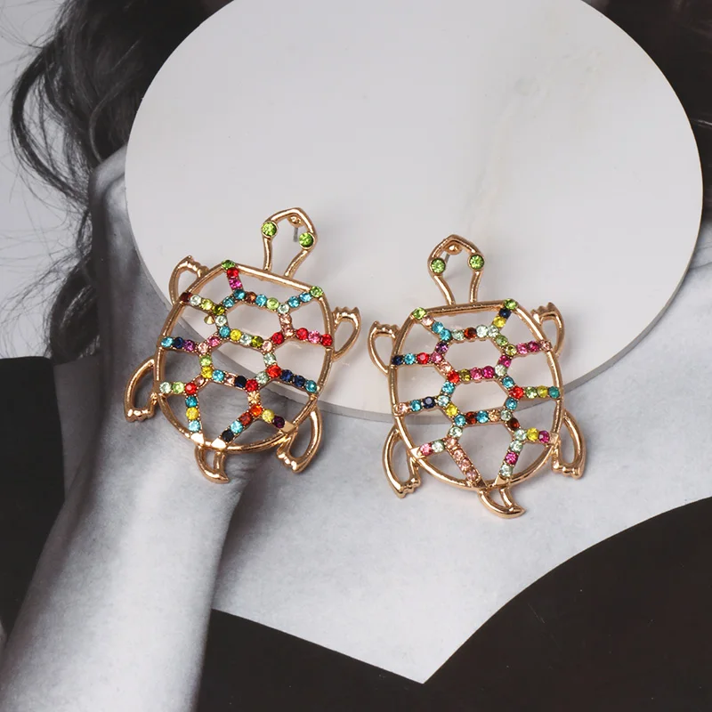 FASHIONSNOOPS новые брендовые серьги с кристаллами в форме черепахи для женщин Модный