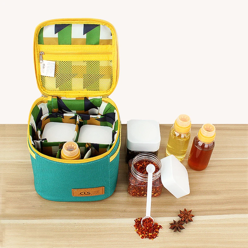 

Kitchen Seasoning Spice Storage Containers Honey Oil Bottles With Bag Outdoor Camping BBQ Cooking Tools Herbs Boxes Organization
