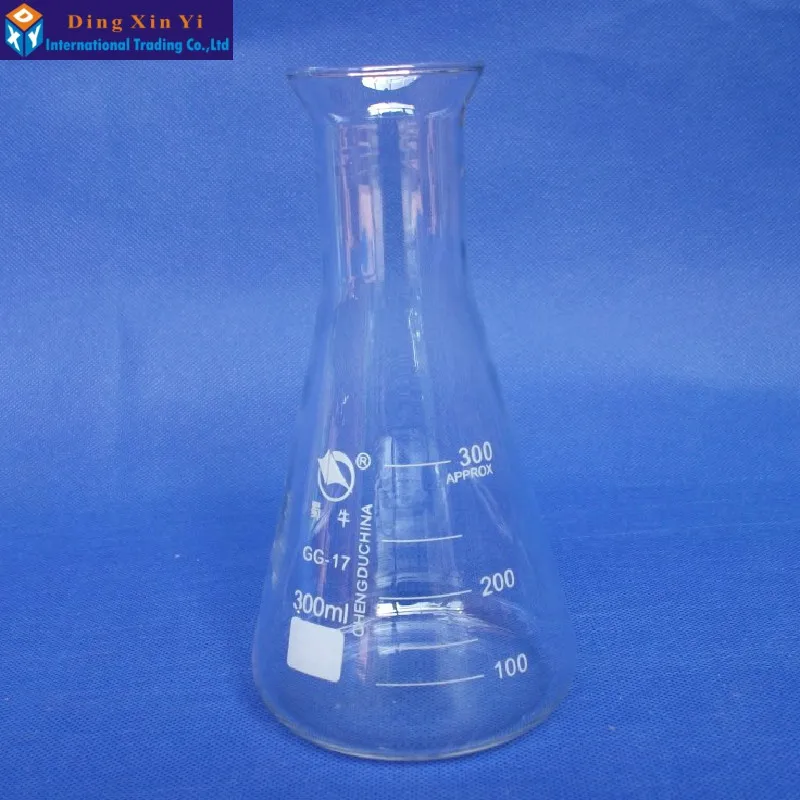Стеклянная колба Erlenmeyer 300 мл 1 шт. стеклянная коническая фляжка для лабораторного