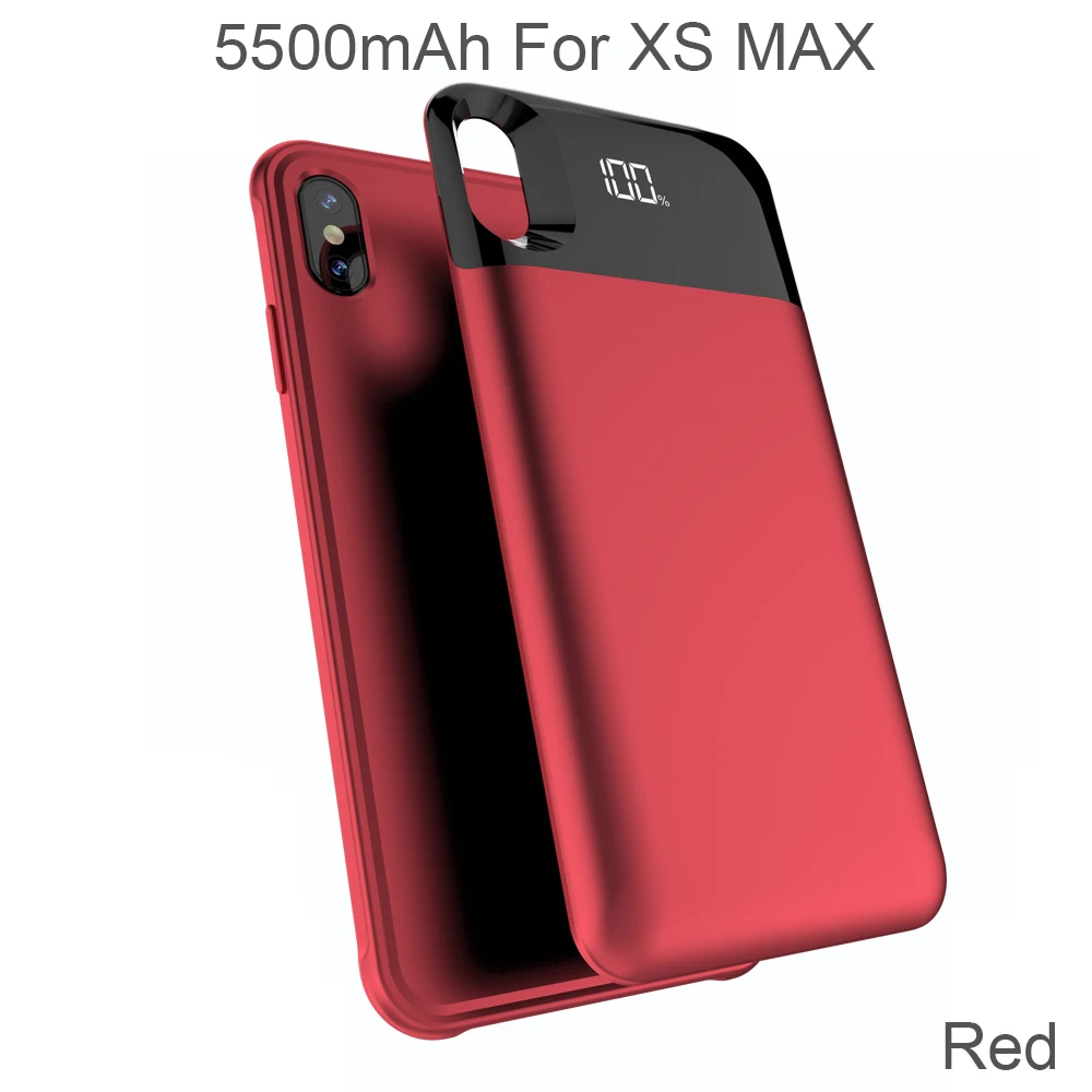 5500mAh For XS MAX XGODY 5500 мАч смарт-Аккумулятор Чехол для iPhone X XS XR XS MAX тонкий внешний зарядный чехол для запасная аккумуляторная батарея для iphone резервного копирования Чехол экран - Цвет: 5500mAh For XS MAX