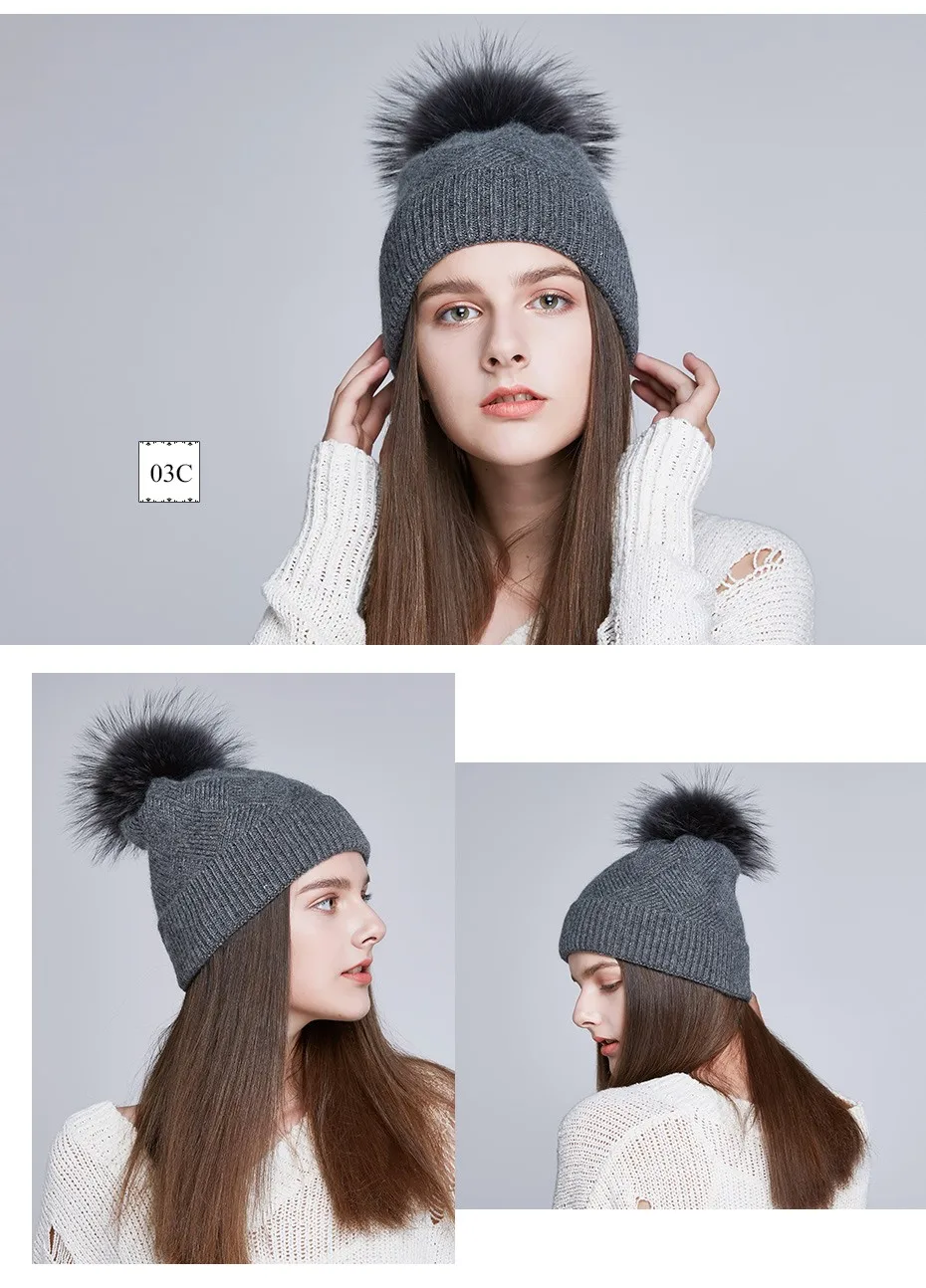 ENJOYFUR зима натуральный мех Pom Hat для Для женщин толстый теплая шерсть шапки леди шляпу громоздкая шапочки меховая шапка женская