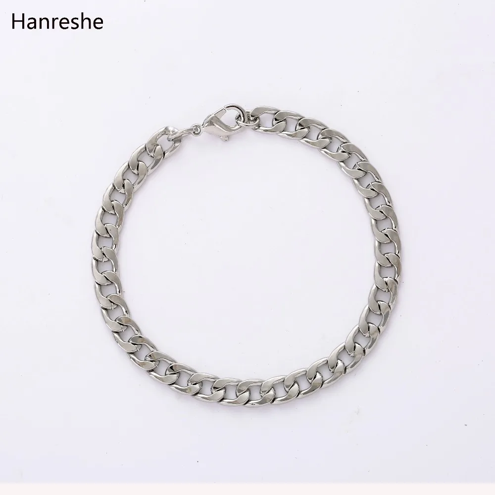 HANRESHE, полированный мужской браслет, ювелирное изделие, розовое золото, золото, черное серебро, звено, модный браслет-цепочка, Homme, очаровательный браслет, мужской подарок