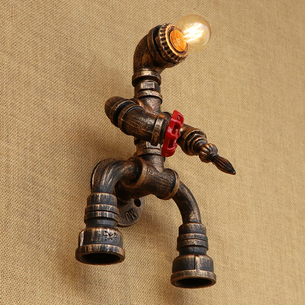 Светильник Настенный в стиле робот стимпанк E27|sconce wall lights|wall lightiron water pipe |