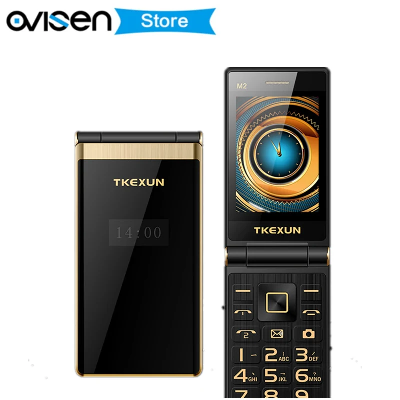 Дешевый двухэкранный флип телефон TKEXUN M2 3 0 дюймовый сенсорный экран для пожилых