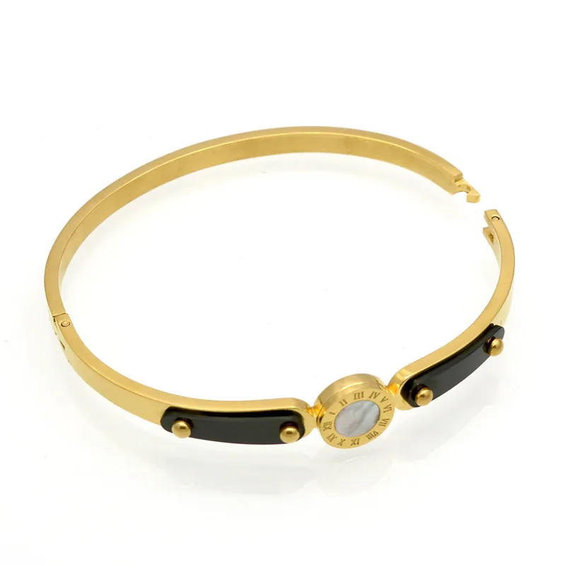Модные 316L Нержавеющая сталь Браслет-манжета римские цифры письмо браслет с