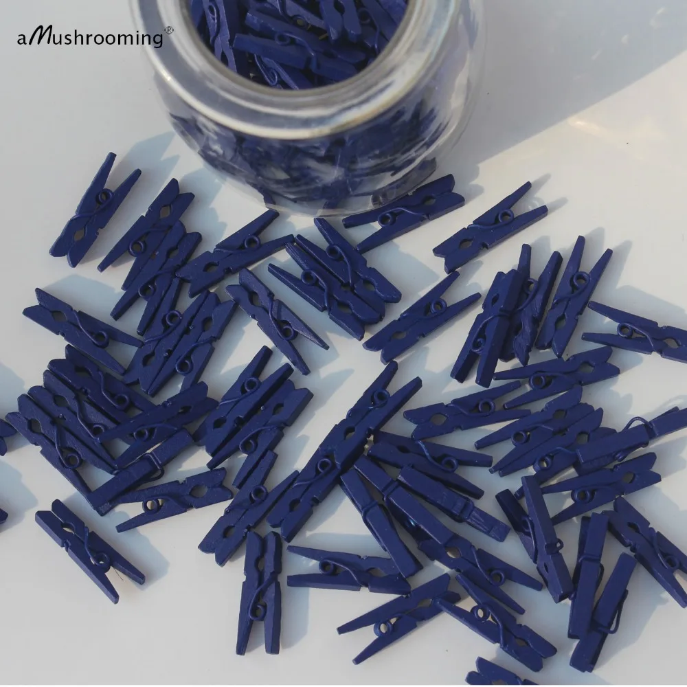 200 Royal Blue Mini pegs Wooden Clothespins Navy Scrapbooking Small Clips Baby Shower Fairy Garden Decor Pins Summer DIY Crafts | Дом и сад