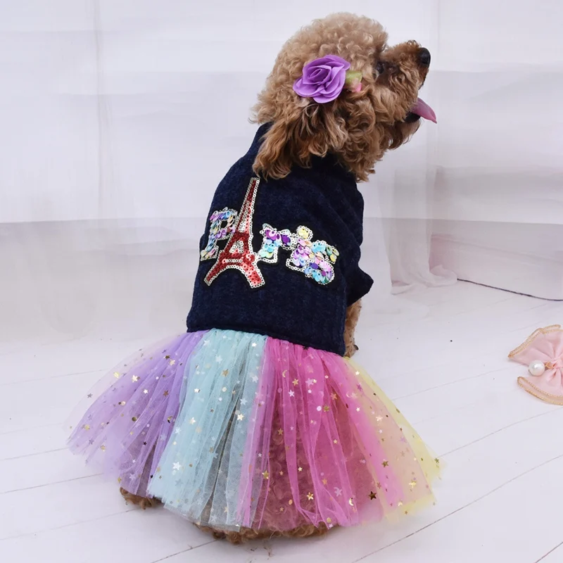 Cute Dog Tutu Dress for Girls Dogs Puppy Princess Dress Colorful Lace Skirt Pet Clothes Wedding Cupcake Apparel for Doggy