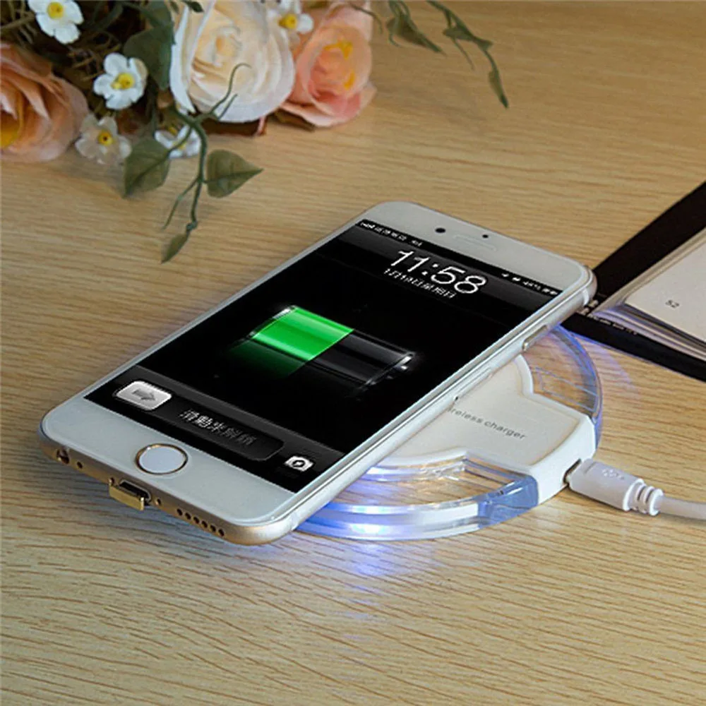 Universal Qi Wireless Phone Charger Crystal Clear USB Charging Pad For iPhone X 8 Plus Samsung Galaxy S6 S7 Edge S8 S9 | Мобильные