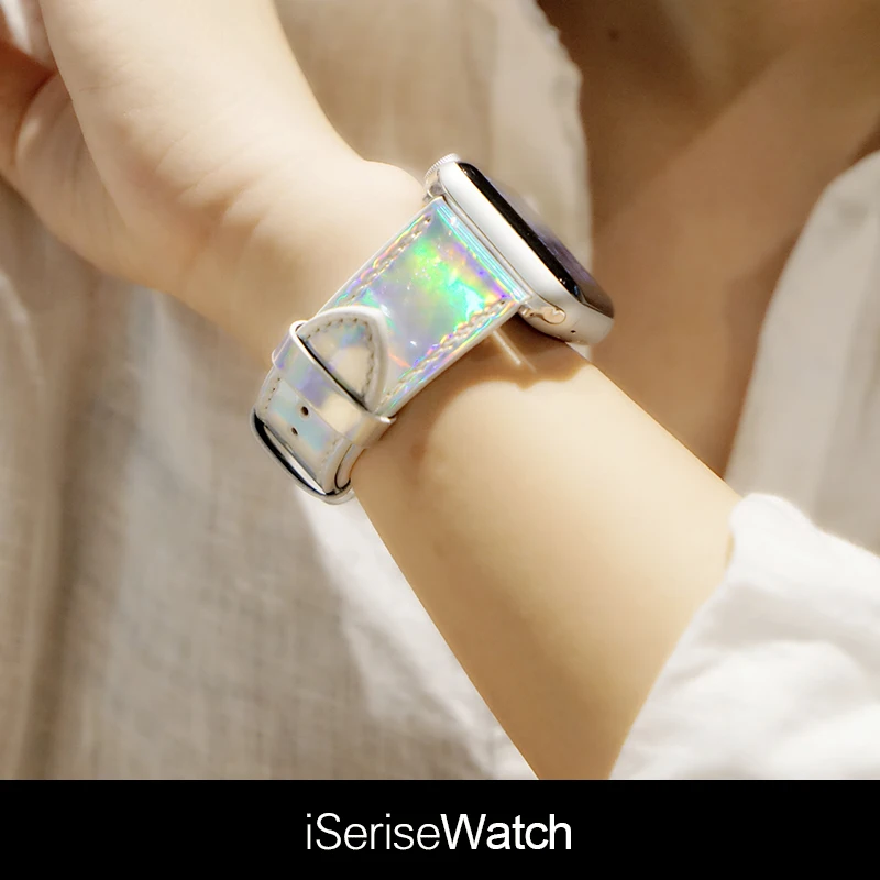 Лазерная часы с кожаным ремешком ремешок для наручных часов apple Watch 6 watch 62/3