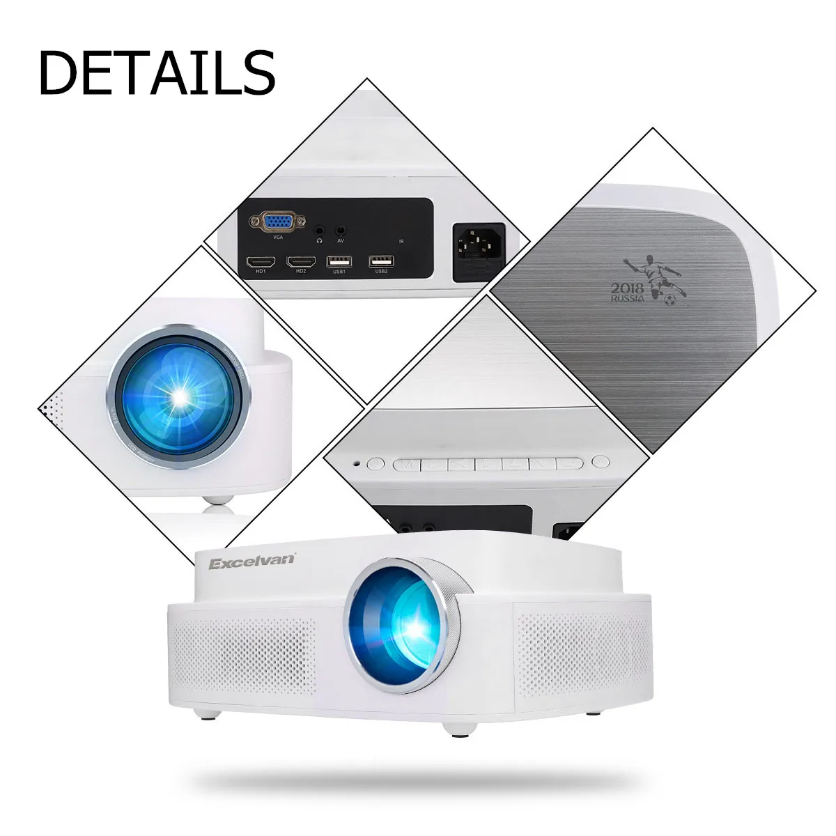 Excelvan Q7 светодиодный ЖК проектор 200 ANSI 3300 люмен 1280*800 HD мультимедийный HDMI VGA