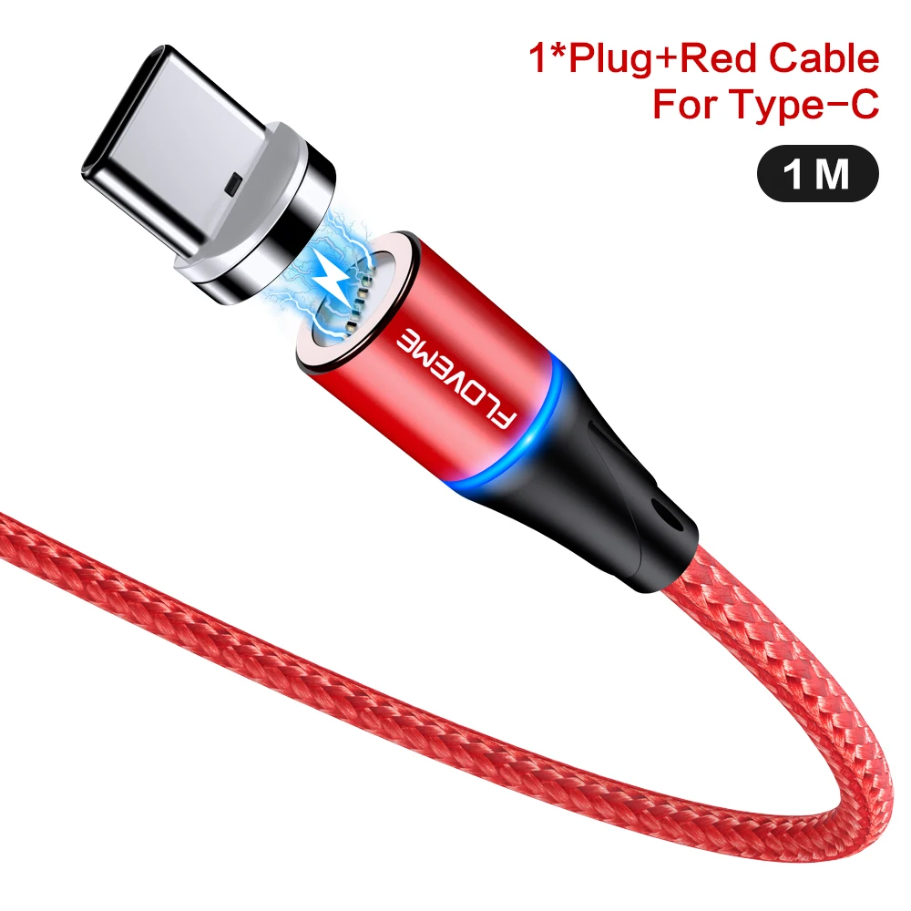 FLOVEME Магнитная плетеный кабель Тип C Micro USB, 1 м 3A Быстрая зарядка кабель для samsung S10 кабель для iPhone X 7 8 Xs Max XR шнур - Цвет: Red Type C