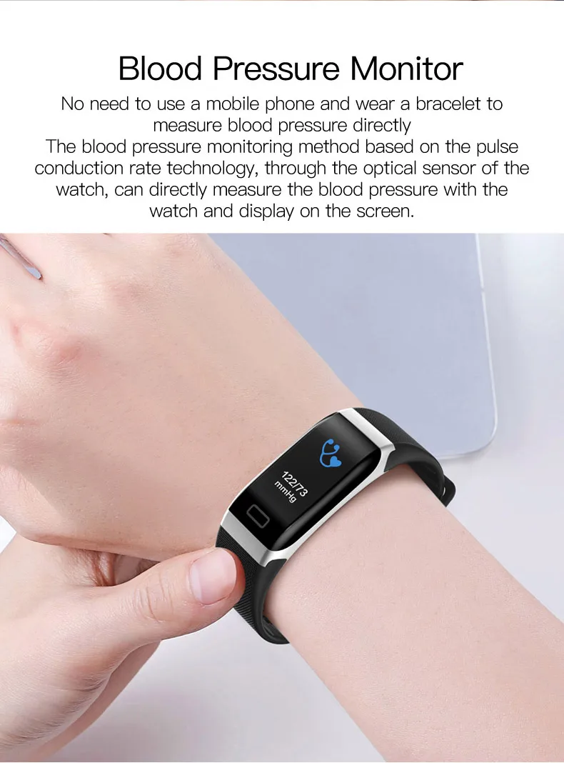 Цветной экран кровяное давление водонепроницаемый FitnessTracker монитор сердечного ритма Bluetooth умный Браслет для Android и IOS B91
