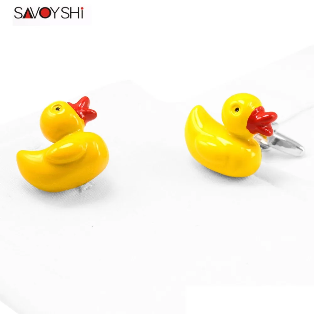 Желтые резиновые запонки SAVOYSHI в виде утки мужские для рубашек модные подарки