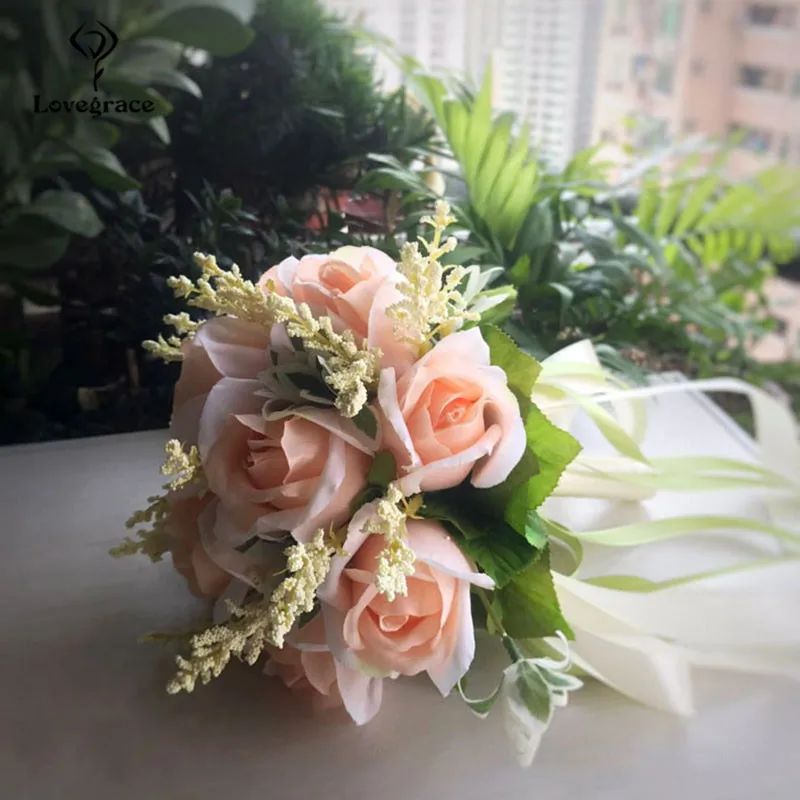 Lovegrace Свадебный букет шелковых роз подружек невесты свадебные букеты белые розовые Искусственные цветы товары для свадьбы украшение для дома (art.: 7adb5a2ce) - 7adb5a2ce