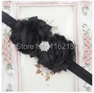 Новые Девушки ободки шифон потертые цветы двойной цветок розы с CZ бриллиантовые