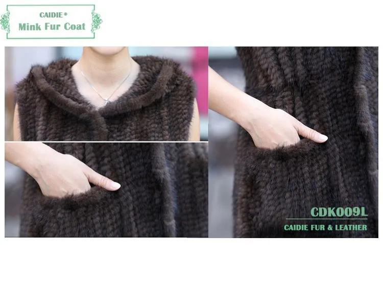 HSPL 2017 самый модный длинный стильный вязаный жилет из меха норки для женщин