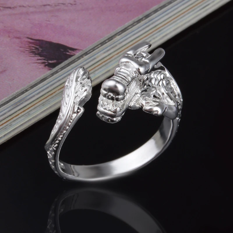 Оригинальное серебряное Открытое кольцо новое трехмерное с изображением крана в