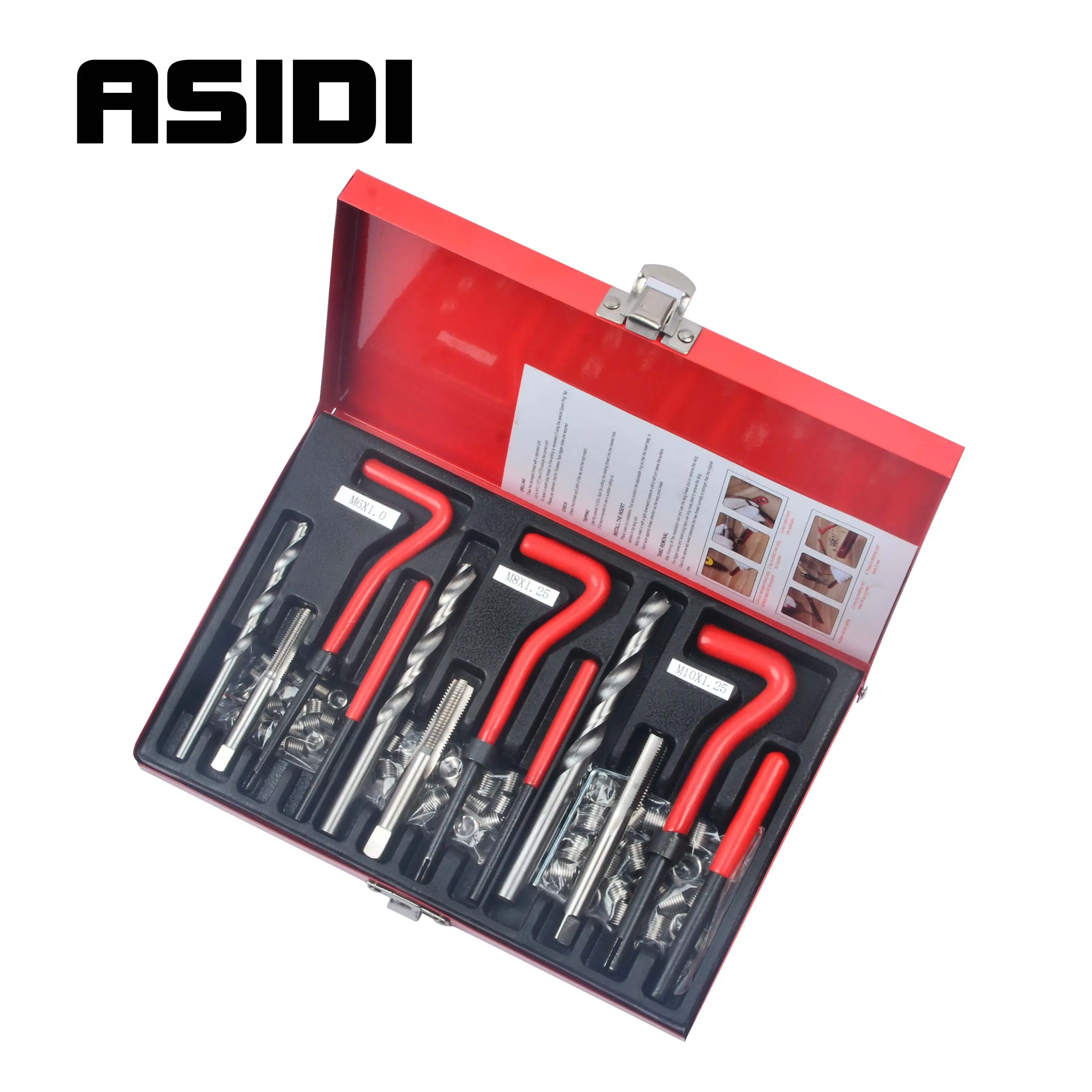 88 шт. Набор для ремонта резьбы Recoil Insert Drill Tap Car Garage Tools M6 X 1 M8X1 25 M10X1 SK1838| |