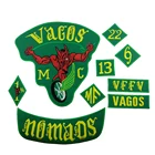 Байкерские нашивки с вышивкой Vagos MC, 1%, мотоциклетные нашивки с свободным гонщиком, индивидуальные значки с полной спинкой для куртки, эмблема большого размера