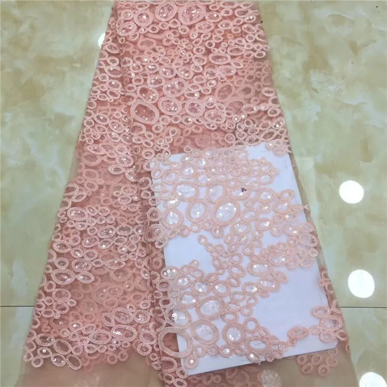 

2019 Sequins Lace Fabric High Quality African Evening Dress Fabrics New Nigeria Sequined Embroidered Mesh Net Lace Fabric purple