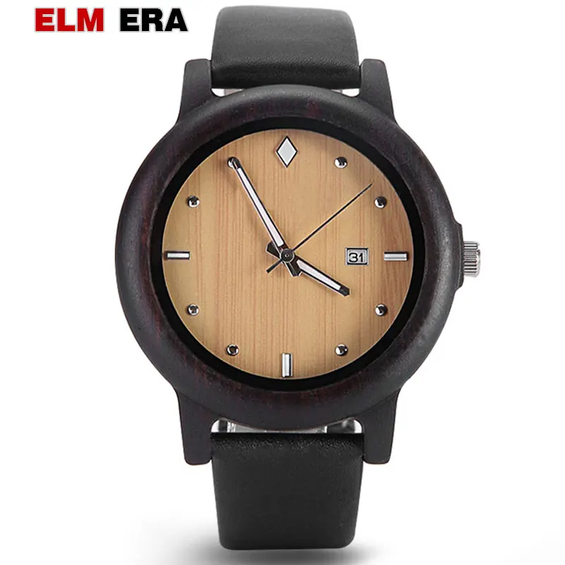 

Часы GNART Wood мужские, кожаные, черные, с ремешком, 22 мм