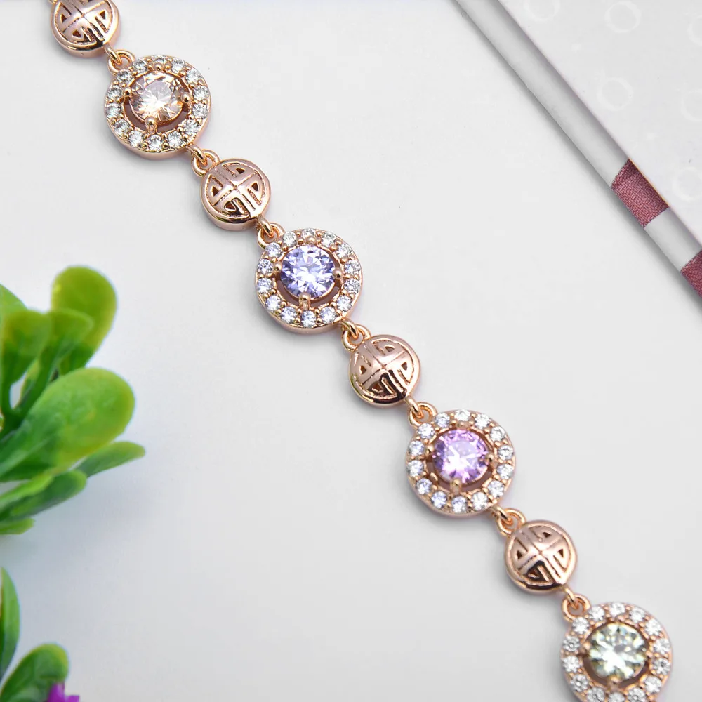 Europe and America Happy edge color zircon Bracelet 100% copper size 200*10 mm Wholesale retail Not fade | Украшения и аксессуары