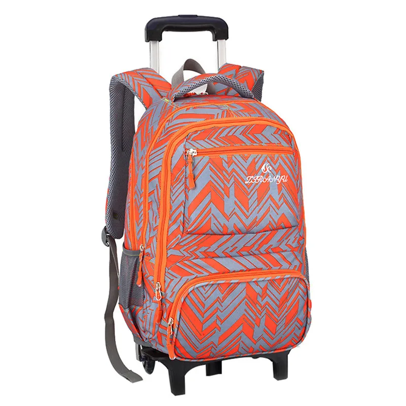 orange 2 wheels Модный детский рюкзак на колесиках 2/6, школьные сумки на колесиках для мальчиков и девочек, детский Багаж для путешествий, сумка на колесиках, школьные рюкзаки - Цвет: orange 2 wheels