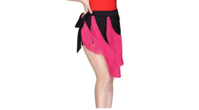 black with rose Женская юбка с кисточками для латинских танцев, юбка для выступлений для взрослых и детей, юбка для занятий танцами, юбка с бахромой для латинских танцев, бальный костюм - Цвет: black with rose