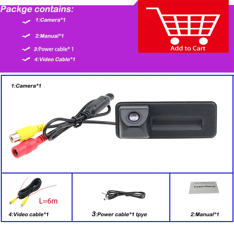 

HaiSunny Intelligent Dynamic Trajectory Tracks Trunk Handle Rear View Reversing Backup Camera For Audi A1/ Skoda Octavia Fabia