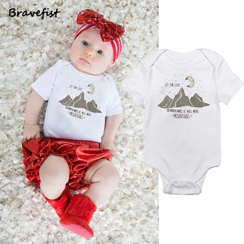 

2018 Baby Boy Girl Cotton Romper Baby Clothes Jumpsuit 0-24Months Baby Unisex Kids Clothing Moon And Mountain Peak Dropshipping