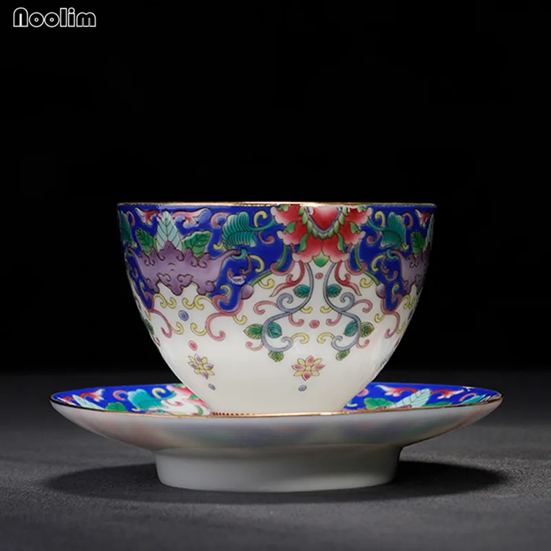 Небольшая чайная чашка ручной работы NOOLIM в китайском стиле Jingdezhen эмалированная