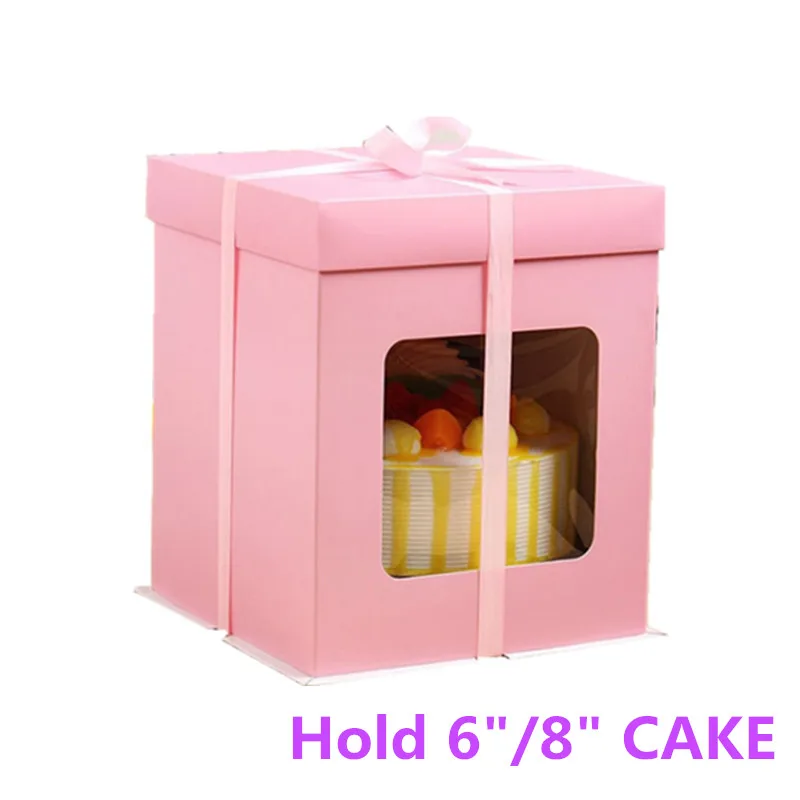 

5 Set pink color 6" 8" Cake packaging Boxes, Fondant Bobbi cake Cookie storage packing box with inner pad