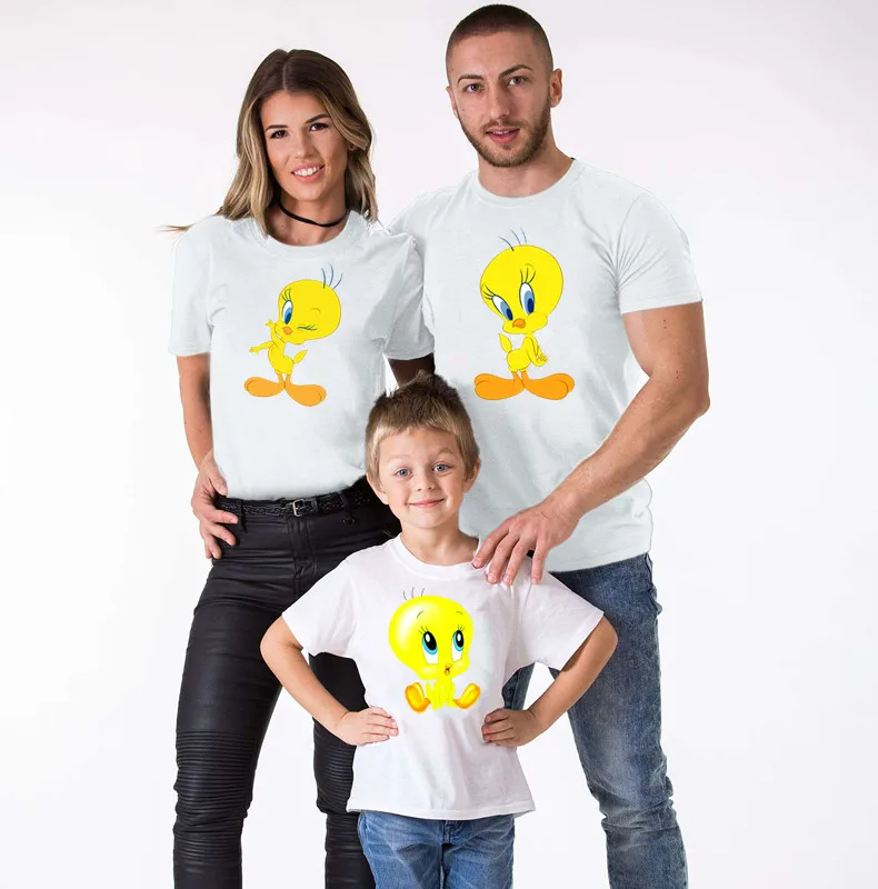 Tweety футболка с рисунком птицы Одинаковая одежда для всей семьи Одежда мамы и