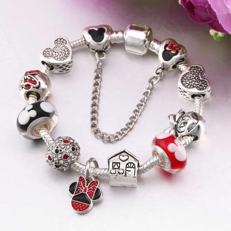newstainless steel bangle enamel Cute Mouse Charms Fit European Bracelet &amp Bangle Vintang Love for Summer | Украшения и