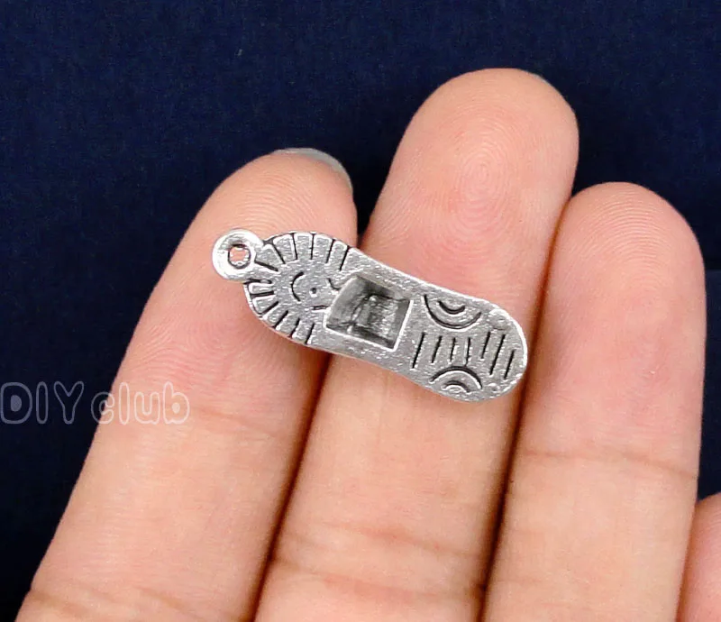 30pcs-антикварные серебряные 3D Подвески для обуви 27x9x7 мм | Украшения и аксессуары