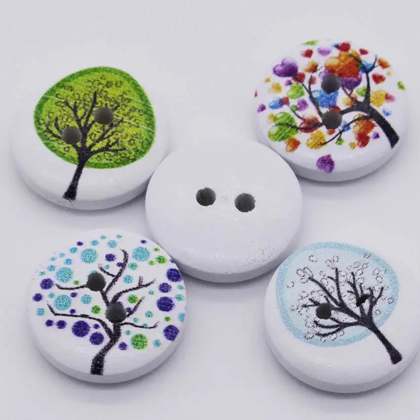 Деревянные пуговицы для шитья и скрапбукинга 2 отверстия 100 шт.|button resin|accessories