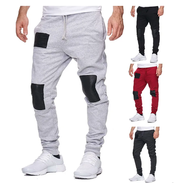 

2018 Explosive sports pants leather design fashion large size sweatpants men sweatpants men joggers mens pants