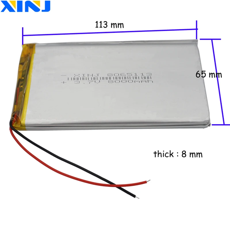 XINJ 10 шт. 3,7 в 8000 мАч литий-полимерная батарея 8065113 для телефона gps psp ipod планшет MID портативный DVD power bank планшетный ПК IPTV