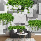 Пользовательские 3D Фото Обои Зеленый лист Современный 3D абстрактная геометрическая решетка настенная гостиная спальня домашний Настенный декор живопись