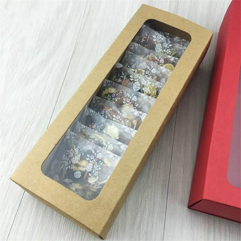 20 шт./лот коричневая крафт-бумажная коробка с ПВХ-окном Подарочная