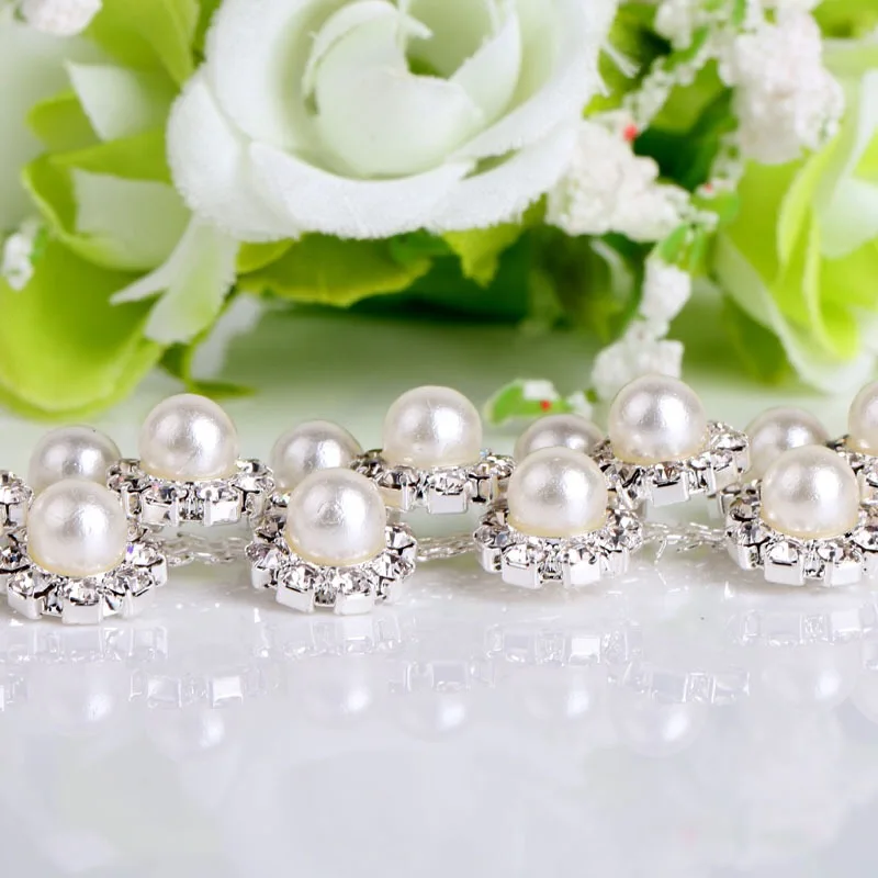 Crystal Rhinestones Chain Silver Base Tirm DIY Wedding Dress Accessories Rhinestone Applique | Дом и сад