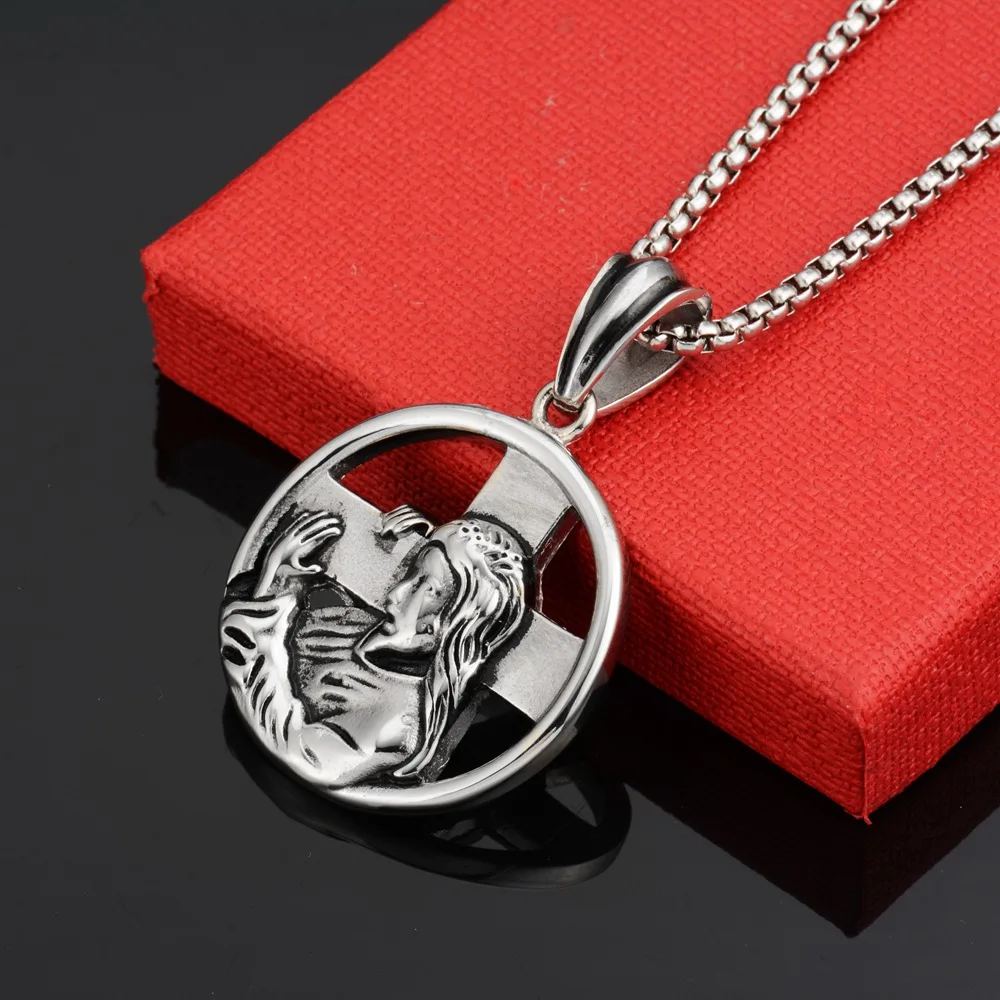 Goofan Hiphop Classic Cross Man Pendant Necklace Stainless Steel Fashion Style Trendy Charm for Men Women Gift STN1911 | Украшения и