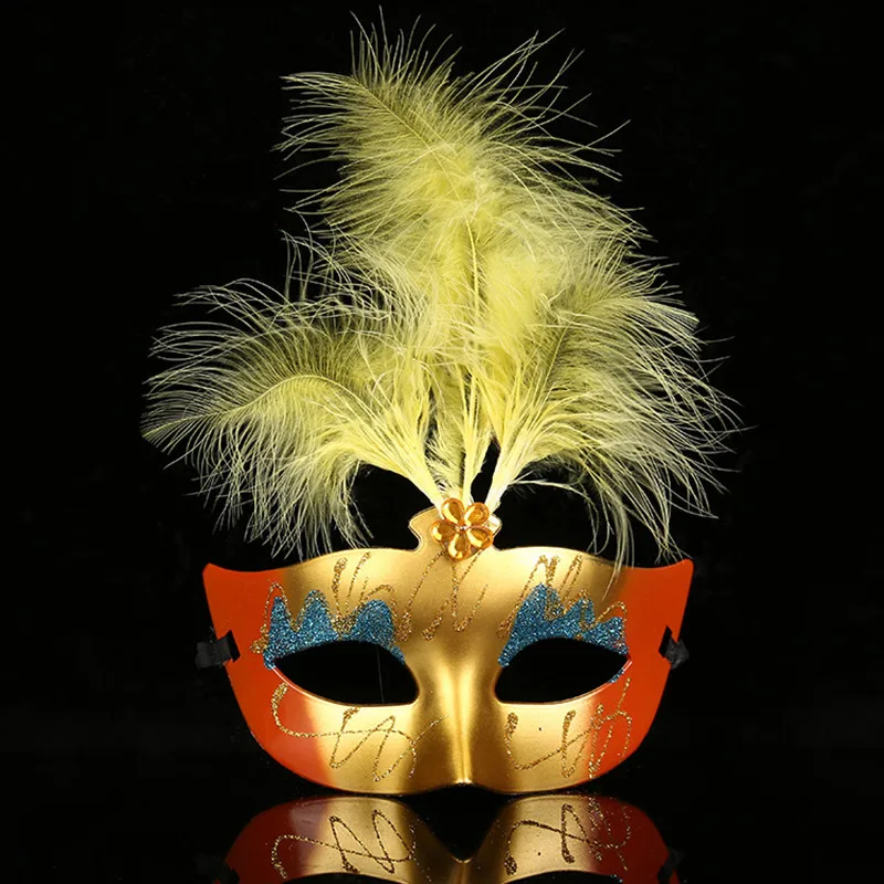 5Pcs/Lot Cool Plastic Halloween Decoration Chicken Feather Face Masks Adults for Women Girl Fancy Dress Ball Party Props Funny | Дом и сад