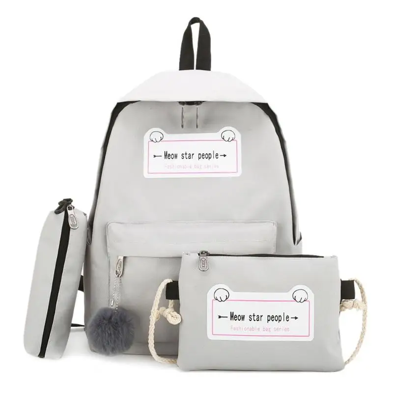 grey 4 шт./компл. лента цепь с буквенным Mochila рюкзак туристические рюкзаки для отдыха школьные рюкзаки для девочек-подростков, школьный рюкзак - Цвет: grey